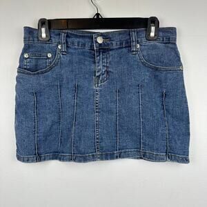 Acid Blue Womens Y2K Retro 90s Casual A-Line Medium Wash Mini Denim Skirt Small